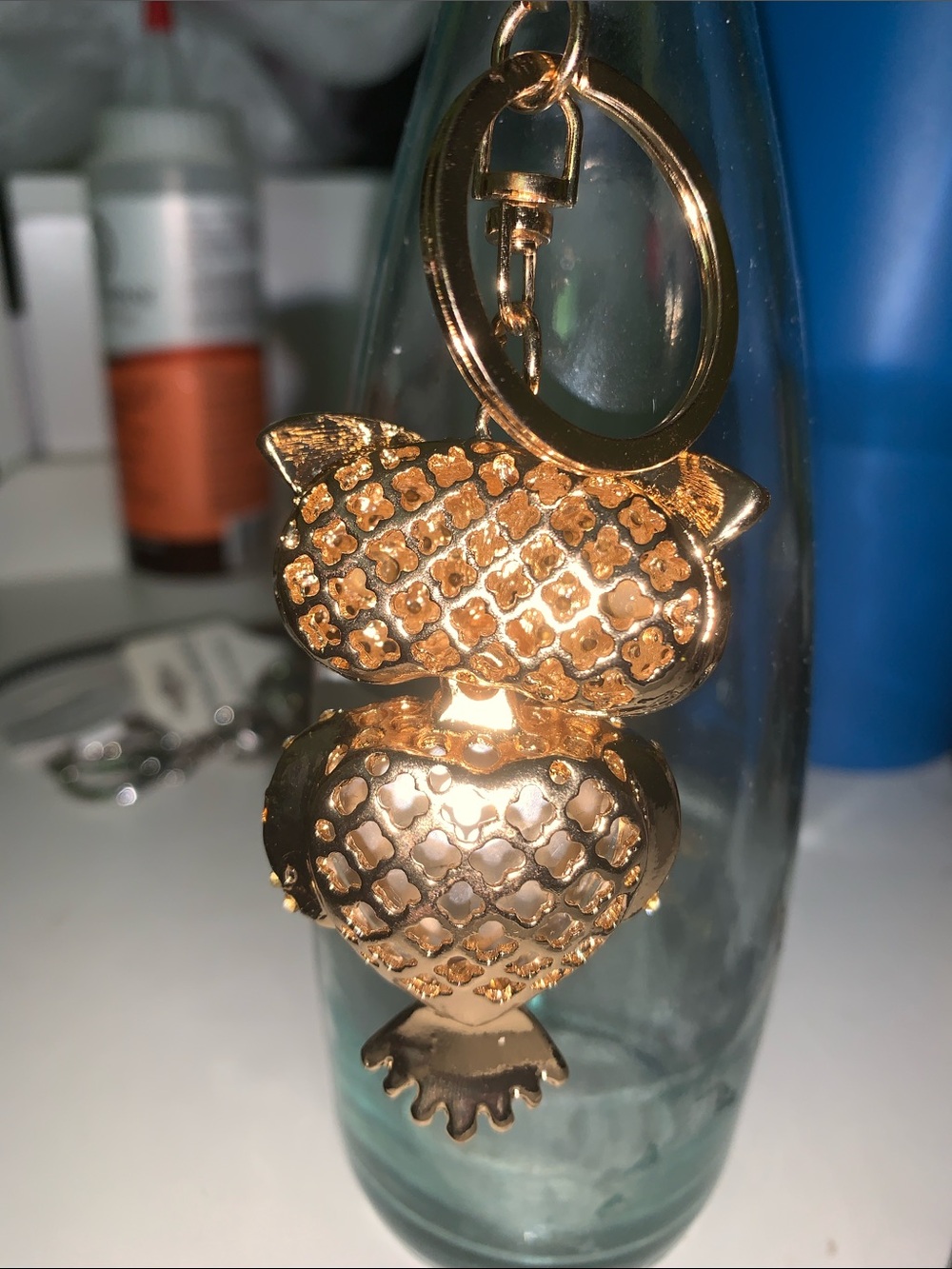 Gold Owl Crystal bag/purse charm Keychain - - Picture 4 of 4